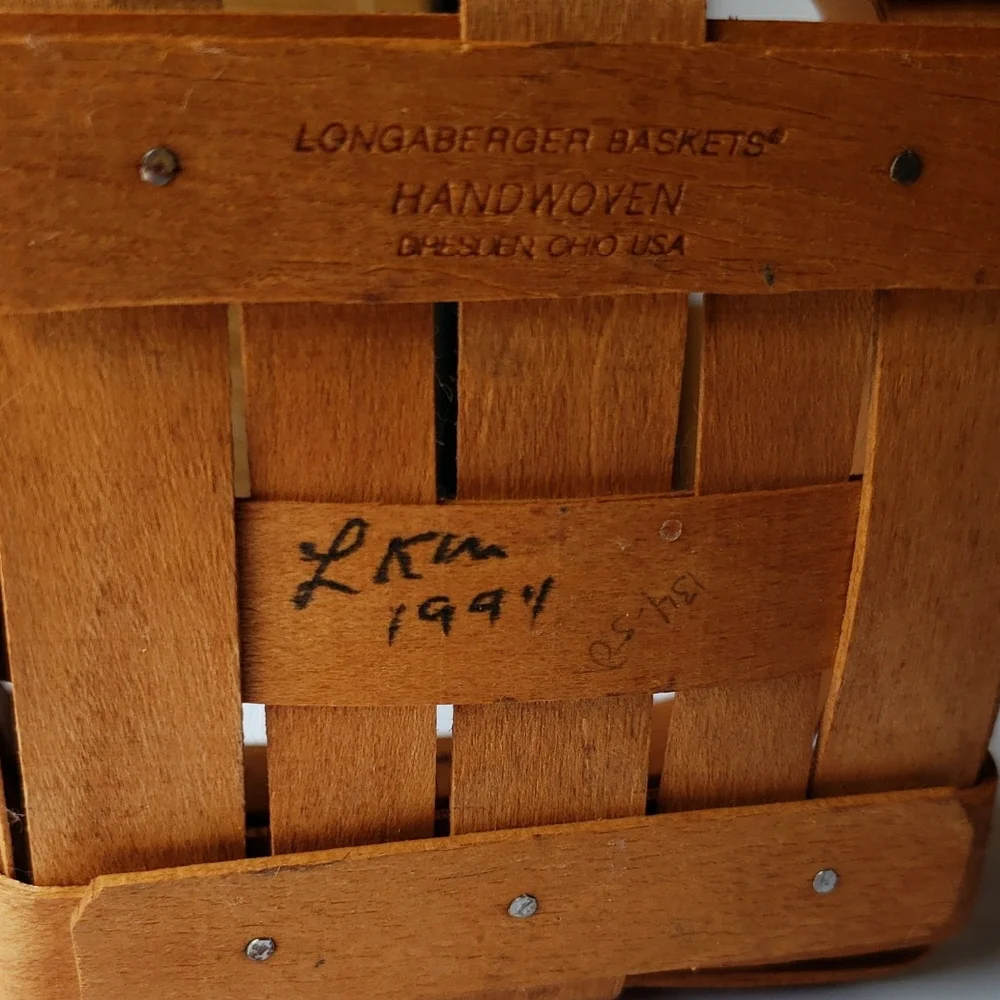 Longaberger Tan Accent Basket Handwoven Maple